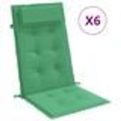 vidaXL Coussins de chaise à dossier haut lot de 6 vert tissu oxford coussin coussin de chaise coussin de siège 361891