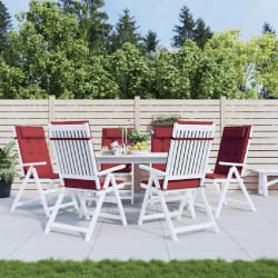 vidaXL Lot de 6 coussins de chaise à dossier haut - Bordeaux