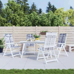vidaXL Coussins jardin dossier haut - Lot de 4 - Carreaux gris