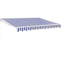Auvent rétractable bleu et blanc 3x2,5 m tissu et aluminium vidaXL