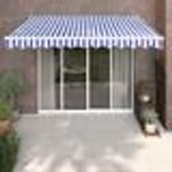 vidaXL Auvent rétractable bleu et blanc 3,5x2,5 m tissu et aluminium