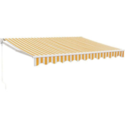 Auvent rétractable jaune et blanc 3x2,5 m tissu et aluminium Vidaxl