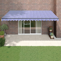 Vidaxl - Auvent rétractable bleu et blanc 5x3 m tissu et aluminium