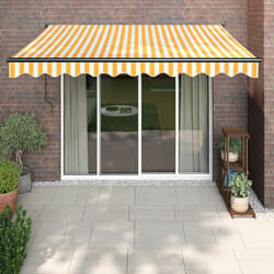 Auvent rétractable jaune et blanc 3,5x2,5 m tissu et aluminium