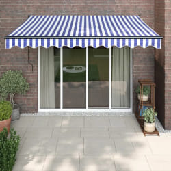 vidaXL Auvent rétractable automatique bleu et blanc 3x2,5 m