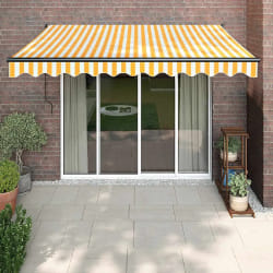 vidaXL Auvent rétractable automatique jaune et blanc 3,5x2,5 m