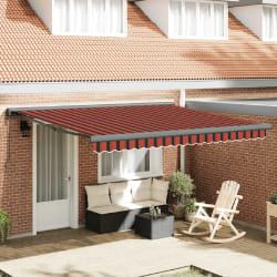 vidaXL Auvent rétractable orange et marron 4x3 m tissu et aluminium