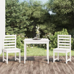 vidaXL Ensemble de bistrot de jardin 3 pcs blanc bois de pin massif
