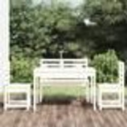 vidaXL Ensemble à manger de jardin 4 pcs blanc bois massif de pin