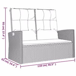 VidaXL 362185 banc de jardin Rotin, Acier - Vue supplémentaire 8