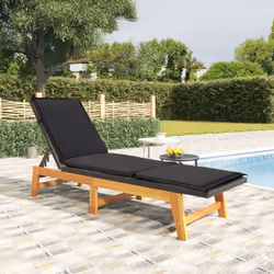 VidaXL 319723 chaise d'extérieur Linge Siège rembourré Bois d'acacia, Polyuréthane, Acier Noir, Marron