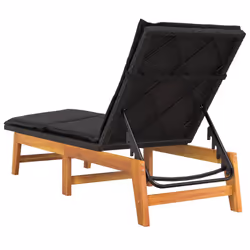 VidaXL 319723 chaise d'extérieur Linge Siège rembourré Bois d'acacia, Polyuréthane, Acier Noir, Marron - Vue supplémentaire 7