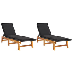 VidaXL 319725 chaise d'extérieur Linge Siège rembourré Bois d'acacia, Polyuréthane, Acier Noir, Marron