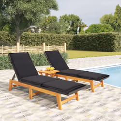 VidaXL 319725 chaise d'extérieur Linge Siège rembourré Bois d'acacia, Polyuréthane, Acier Noir, Marron