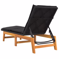 VidaXL 319725 chaise d'extérieur Linge Siège rembourré Bois d'acacia, Polyuréthane, Acier Noir, Marron - Vue supplémentaire 7