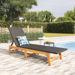 VidaXL 319726 chaise d'extérieur Linge Siège rembourré Bois d'acacia, Polyuréthane, Acier Noir, Marron