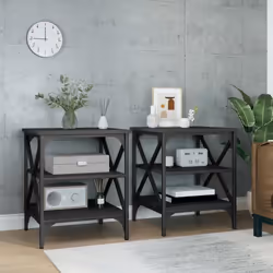 vidaXL Tables d'appoint 2 pcs Noir 40x42x50 cm Bois d’ingénierie