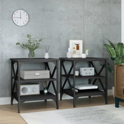vidaXL Tables d'appoint 2 pcs Noir 40x42x50 cm Bois d’ingénierie