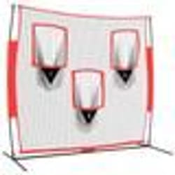 vidaXL Filet de baseball portable Noir/rouge 183x105x183 cm Polyester