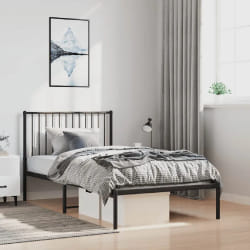 VIDAXL Cadre de lit métal 100x190 cm Noir