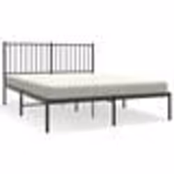 vidaXL Cadre de lit métal sans matelas avec tête de lit noir 135x190cm - 135 x 190 cm