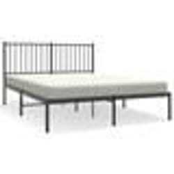 vidaXL Cadre de lit métal sans matelas avec tête de lit noir 135x190cm - 135 x 190 cm
