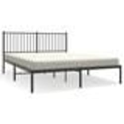 vidaXL Cadre de lit métal sans matelas avec tête de lit noir 150x200cm - 150 x 200 cm
