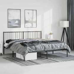 vidaXL Cadre de lit métal sans matelas avec tête de lit noir 183x213cm
