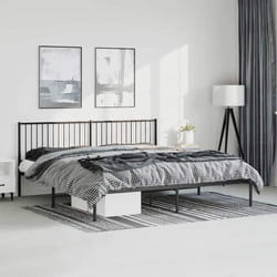 vidaXL Cadre de lit métal avec tête de lit noir 193x203 cm 350870