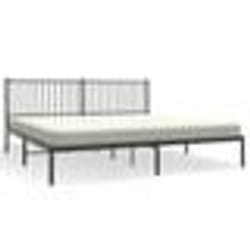 vidaXL Cadre de lit métal sans matelas avec tête de lit noir 200x200cm - 200 x 200 cm