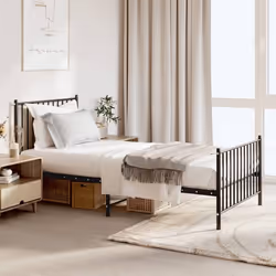 vidaXL Cadre de lit métal sans matelas avec pied de lit noir 90x190 cm - 90 x 190 cm