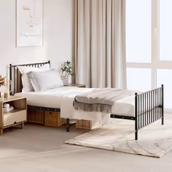 vidaXL Cadre de lit métal sans matelas et pied de lit noir 100x200 cm - 100 x 200 cm