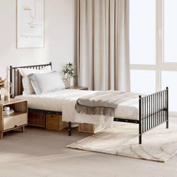 vidaXL Cadre de lit métal sans matelas et pied de lit noir 100x200 cm - 100 x 200 cm