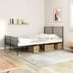 vidaXL Cadre de lit métal sans matelas avec pied de lit noir 120x190cm - 120 x 190 cm