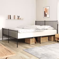 vidaXL Cadre de lit métal sans matelas avec pied de lit noir 180x200cm - 80 x 200 cm