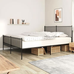 vidaXL Cadre de lit métal sans matelas avec pied de lit noir 180x200cm - 80 x 200 cm