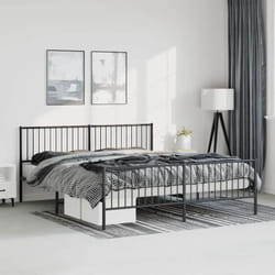 Cadre De Lit Métal Sans Matelas Avec Pied De Lit Noir 183x213cm Vidaxl