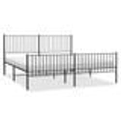 vidaXL Cadre de lit métal sans matelas avec pied de lit noir 200x200cm - 200 x 200 cm