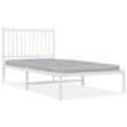 vidaXL Cadre de lit métal sans matelas avec tête de lit blanc 90x190cm - 90 x 190 cm