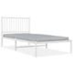 vidaXL Cadre de lit métal sans matelas avec tête de lit blanc 90x200cm - 90 x 200 cm