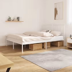 vidaXL Cadre de lit métal sans matelas et tête de lit blanc 140x190 cm - 140 x 190 cm