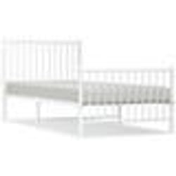 vidaXL Cadre de lit métal sans matelas avec pied de lit blanc 90x190cm - 90 x 190 cm