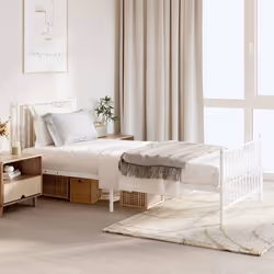 vidaXL Cadre de lit métal sans matelas avec pied de lit blanc 90x200cm - 90 x 200 cm
