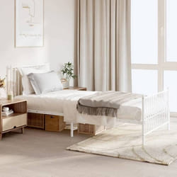 vidaXL Cadre de lit métal sans matelas avec pied de lit blanc 90x200cm - 90 x 200 cm