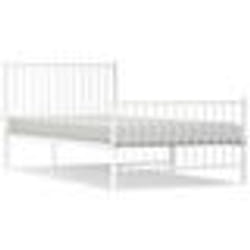 vidaXL Cadre de lit métal sans matelas et pied de lit blanc 100x200 cm - 100 x 200 cm