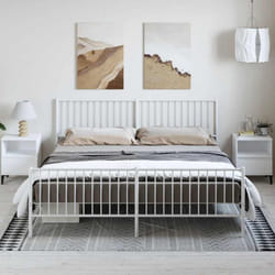 Cadre De Lit Métal Sans Matelas Et Pied De Lit Blanc 183x213 Cm Vidaxl