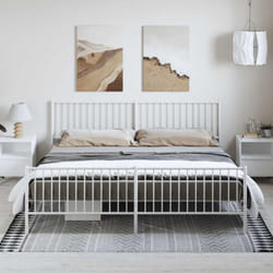 Cadre De Lit Métal Sans Matelas Et Pied De Lit Blanc 193x203 Cm Vidaxl