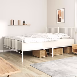 vidaXL Cadre de lit métal sans matelas et pied de lit blanc 200x200 cm - 200 x 200 cm