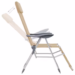 VidaXL 360147 chaise d'extérieur Terrace Aluminium, Textile Crème - Vue supplémentaire 7