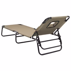 VidaXL 360179 chaise d'extérieur Linge Siège rembourré Oxford, Acier Taupe - Vue supplémentaire 5